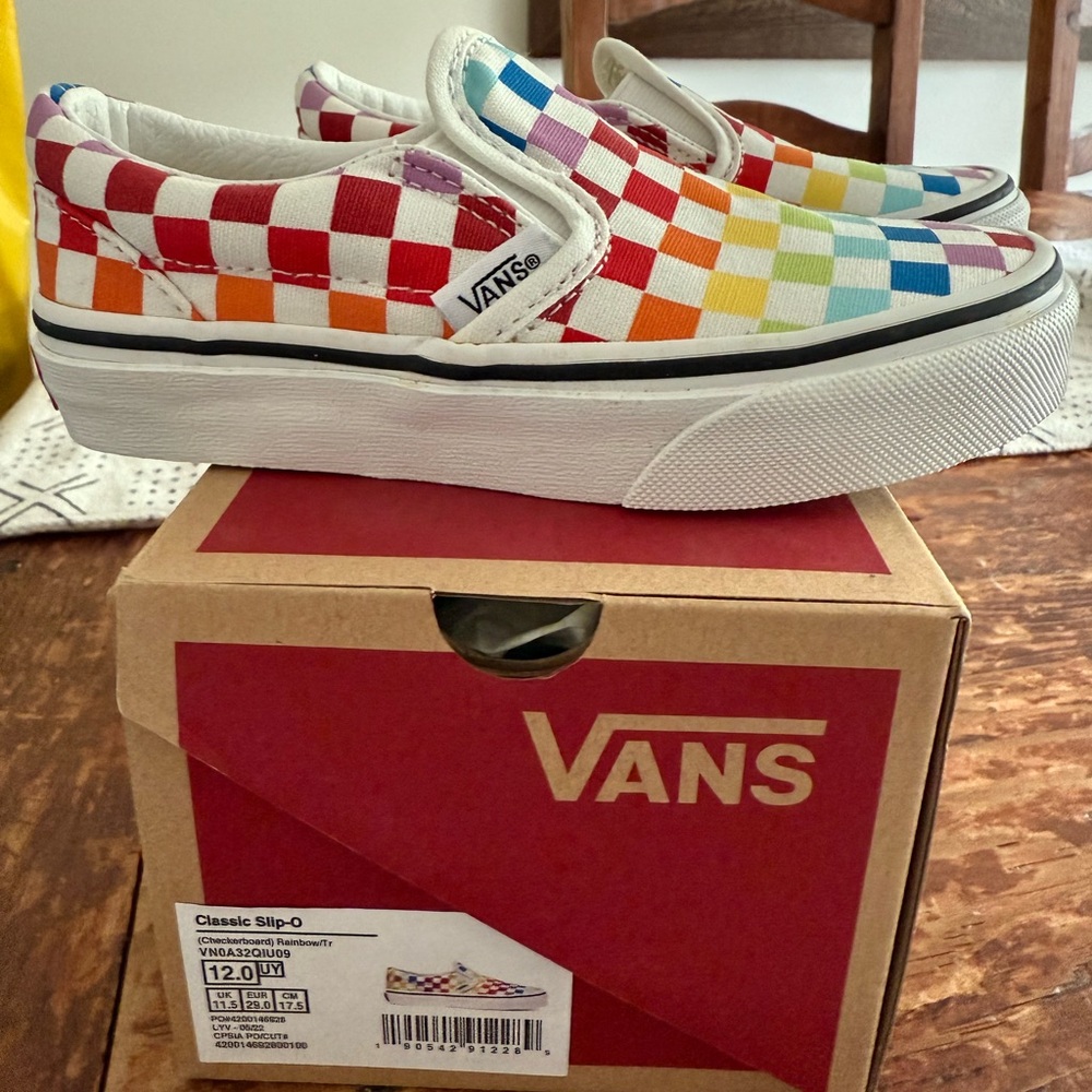 VANS Kids Checkered Slip-Ons Size 12